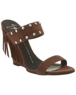 Giuseppe Zanotti Whitney Suede Fringe Wedge Sandal Women Heeled Sandals