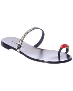 Giuseppe Zanotti Ring Gem Leather Sandal Women Flat Sandals