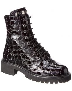 Giuseppe Zanotti Combat 25 Croc-Embossed Leather Boot Women Boots