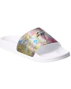 Giuseppe Zanotti Newlaburela Snake-Embossed Leather Slide Women Flat Sandals