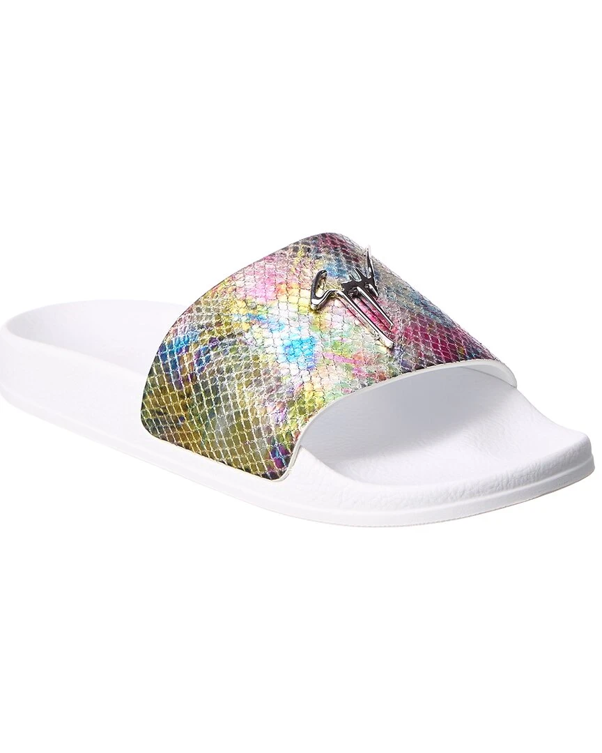 Giuseppe Zanotti Newlaburela Snake-Embossed Leather Slide Women Flat Sandals 3 Giuseppe Zanotti Newlaburela Snake-Embossed Leather Slide Women Flat Sandals
