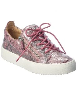 Giuseppe Zanotti May London Snake-Embossed Leather Sneaker Women Fashion Sneakers