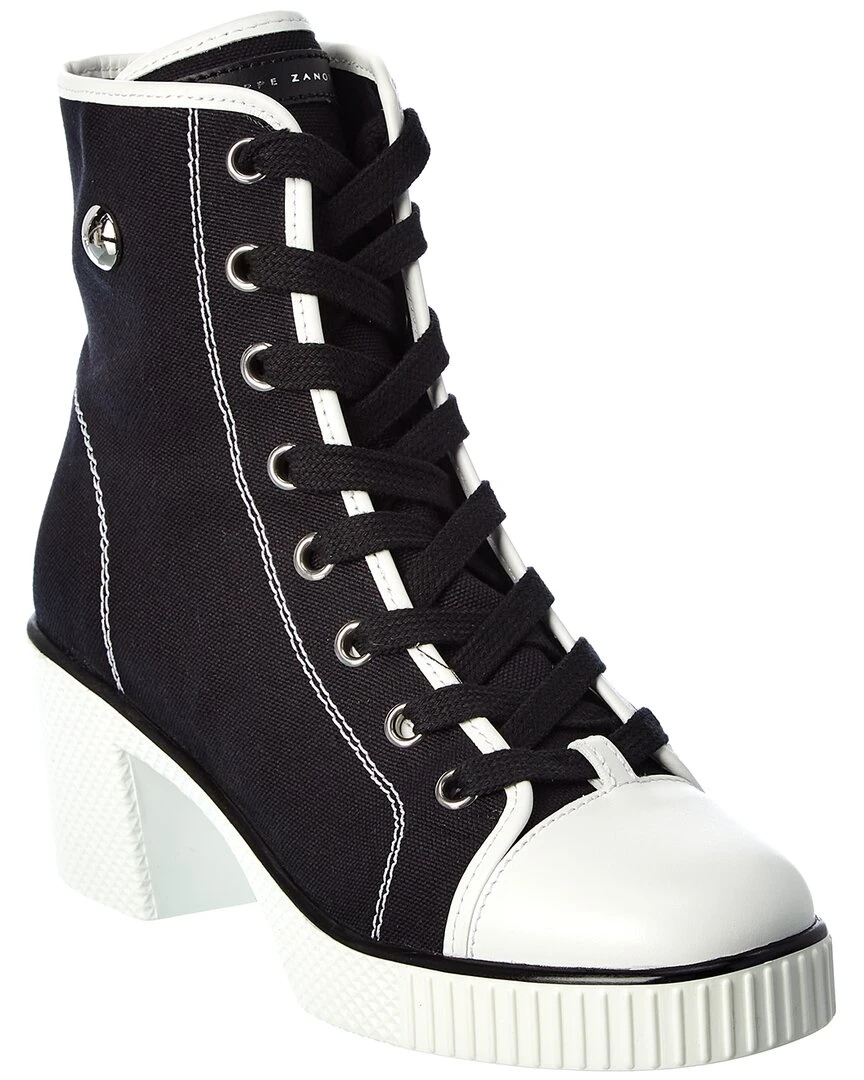 Giuseppe Zanotti Nidir 51 Canvas & Leather Ankle Boot Women Booties 2 Giuseppe Zanotti Nidir 51 Canvas & Leather Ankle Boot Women Booties